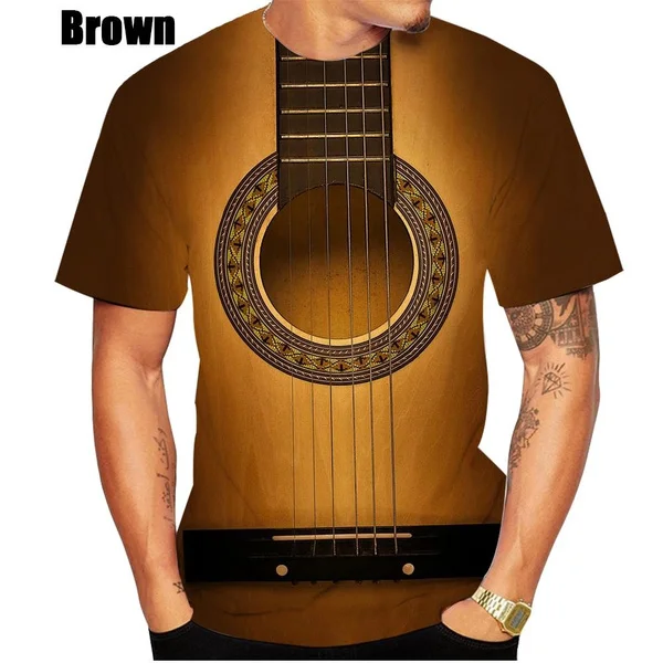 

Hip Hop Music Guitar 3D Printed Casual T-Shirt Personality Fashion Round Neck Short Sleeve Tops