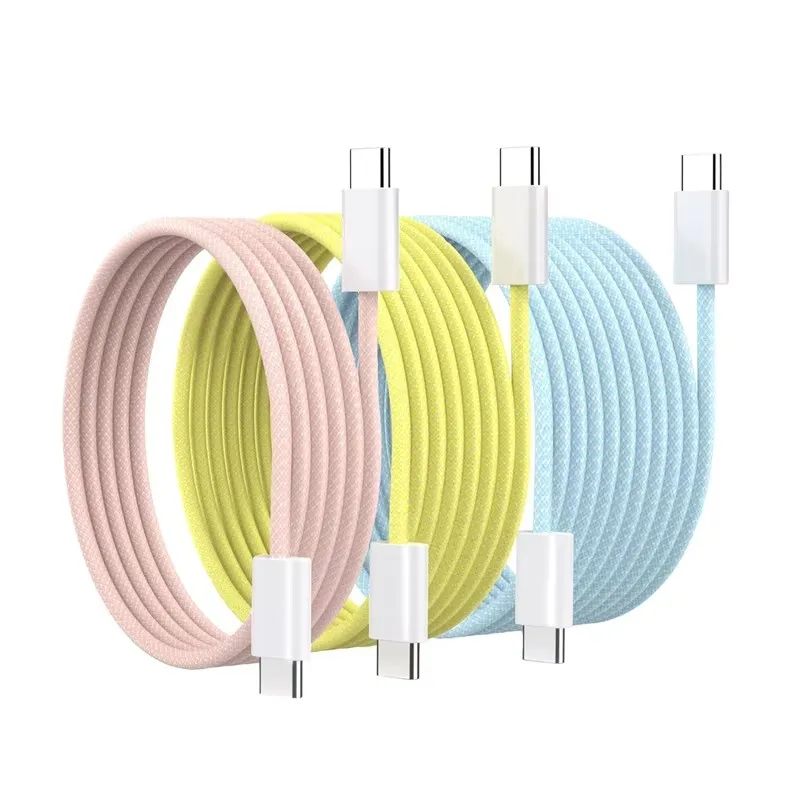 60W PD USB C Fast Charging Cable for iPhone 15 Pro Max 15 Plus Samsung Moto OPPO VIVO Xiaomi Redmi Dual Type C Braided Cable 2m