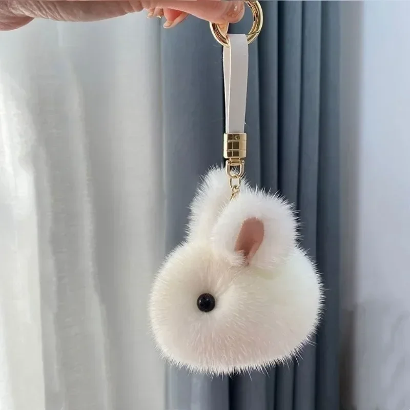 Cute Rabbit Key Chain Ornaments Gold Color Metal Spring Buckle Girl Keychain Ornaments Handbag Accessories