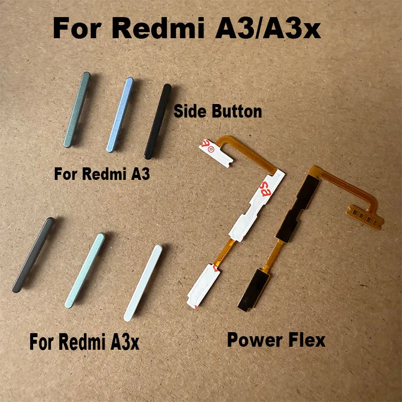 1PCS For Xiaomi Redmi A3 A3X Power Volume Side Button Buttons Switch On Off Keys Replacement Repair Parts