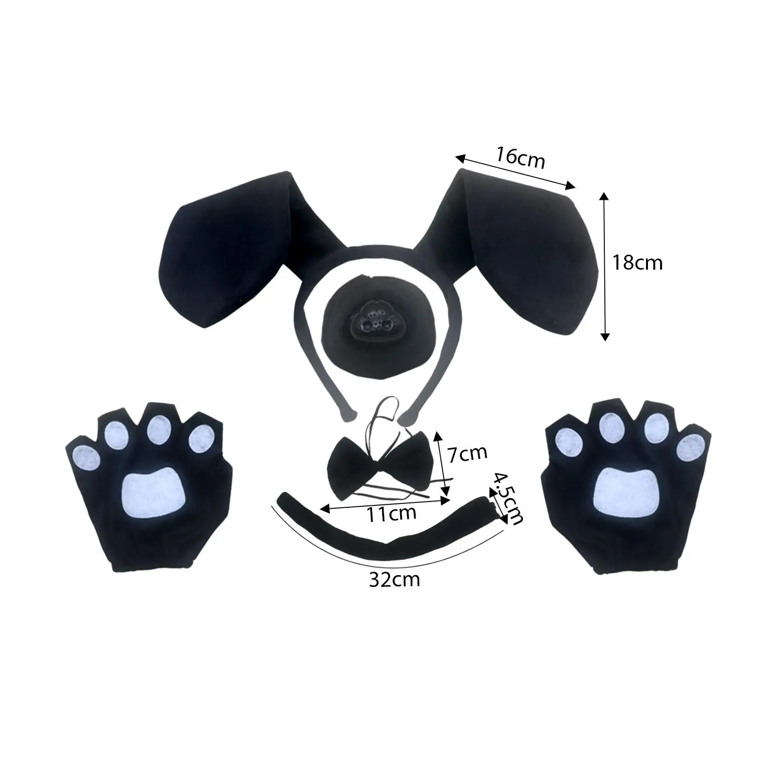 무대 공연을 위한 개 귀 머리띠와 긴 꼬리 동물 귀 머리띠