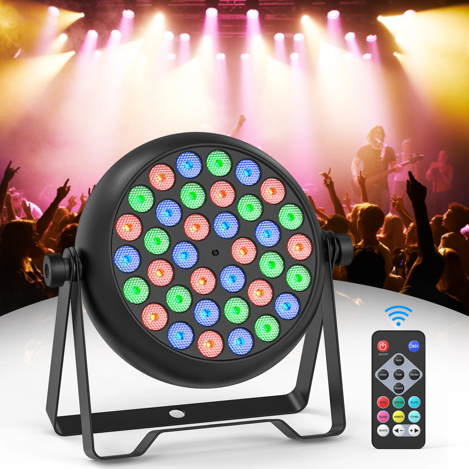 Fieryzeal 36x0.5W RGBW LED Par Light with Remote Control DMX512 Disco Light for KTV Bar Party DJ Stage Light 15W Effect Par Lamp