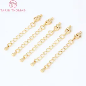 (3560) 6pcs Gesamtlänge 70 mm 24 Karat Badegoldfarbe Brot Extensor Kette mit hochwertiger Hummerhummer -Schmuckzubehör 10 Hauptverkaufsgoldkette 24K - №1