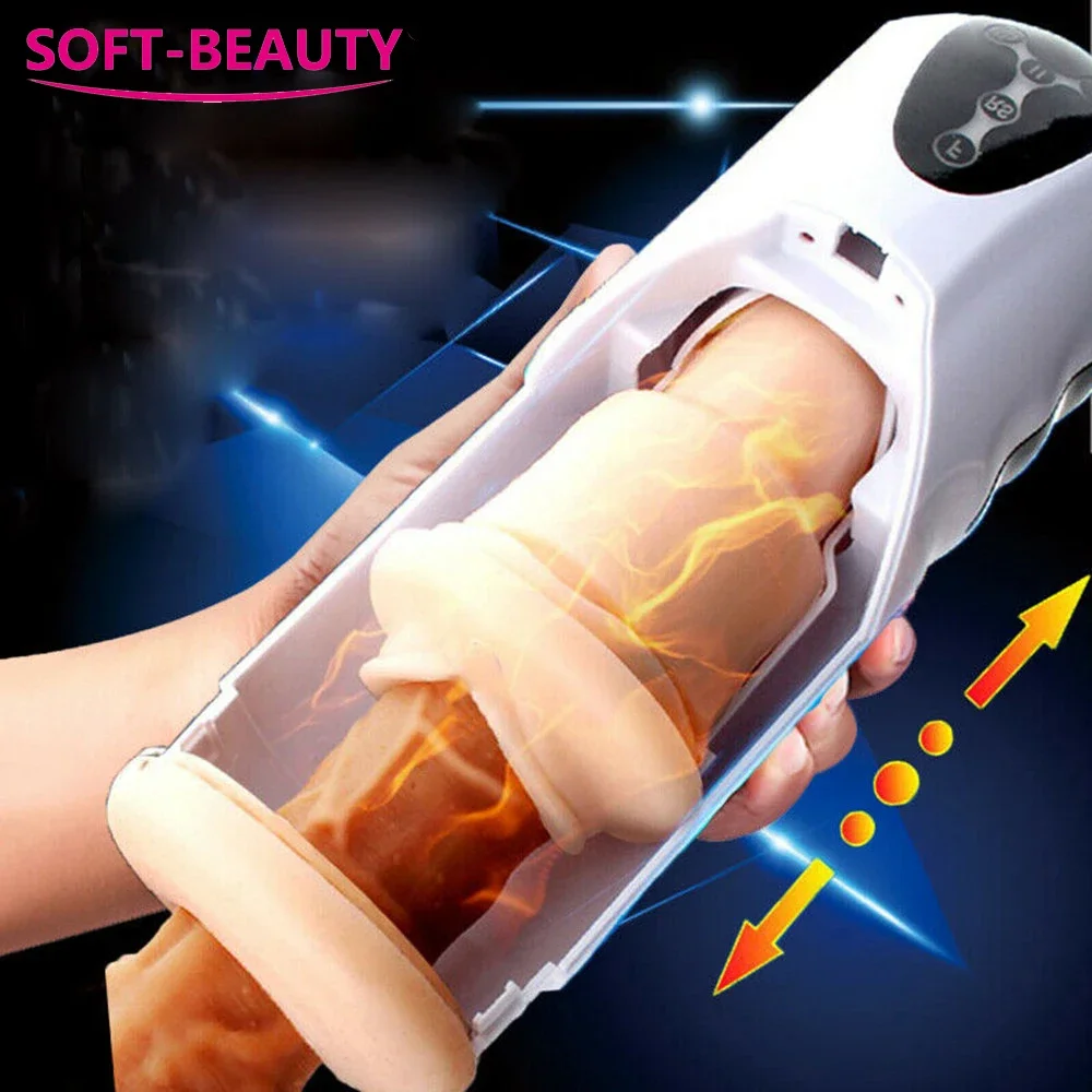 

Fully Automatic Male Masturbator Cup Sucking Machine Telescopic Heating Blowjob Real Vagina Pussy Sex Toys for Men Aircraft Cup