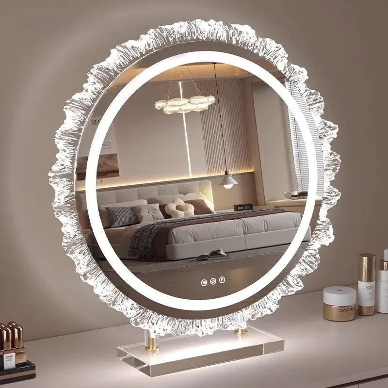 Sunflower smart makeup mirror with light three-color dimming desktop makeup dresser mirror acrylic bedroom