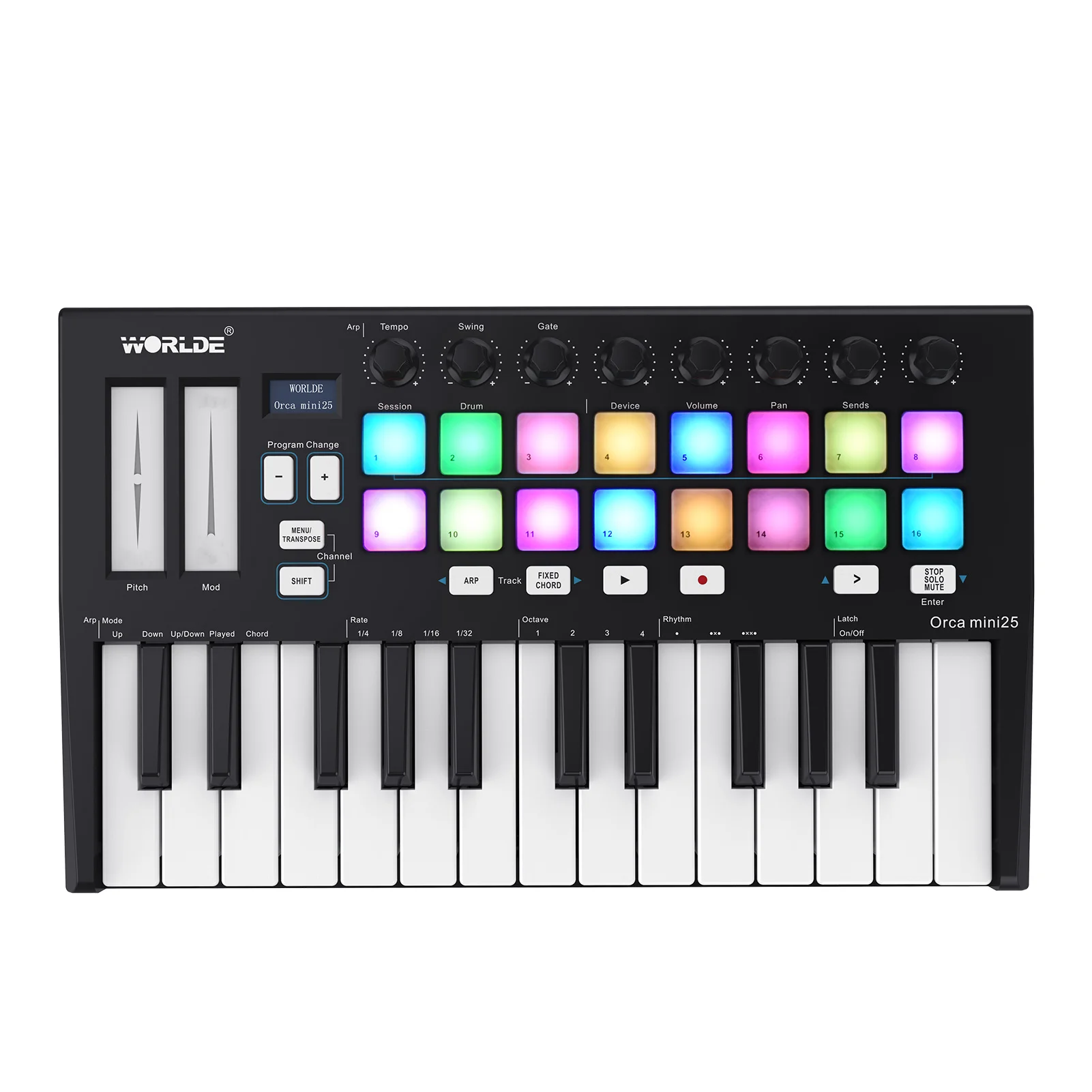 WORLDE Orca Mini25 Portable 25-Key USB MIDI Keyboard Controller