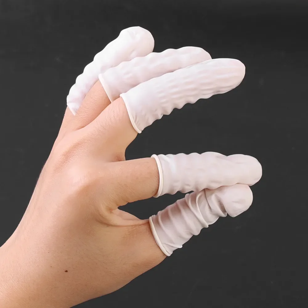 New Disposable Finger Covers Natural Latex Non-slip Anti-static Gloves Fingertips Protector Fingers Cots Nail Tools Thumb Caps