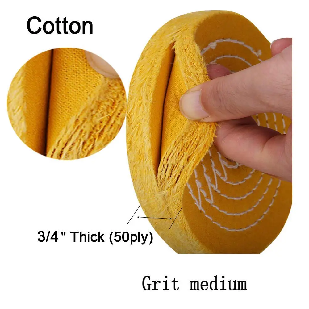 

3-8“Cotton Buffing Wheel for Bench Grinder - For Polishing Wood,Metal,Brass,Aluminum,Bronze,Stone 12mm Arbor Hole 1 pc