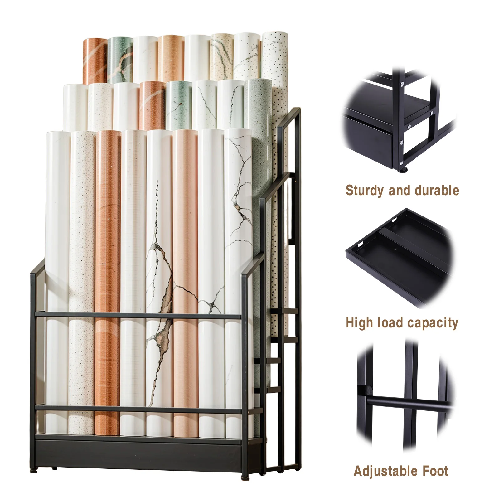 Support de rangement de rouleaux de tissu, support de rangement de rouleaux de vinyle en métal, support de rangement de salle à manger pour Film de fenêtre de voiture, nappe en Film PVC