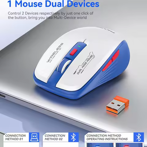 2.4G Wireless Ergonomic Mouse Bluetooth Battery Version Dual Modes Portable Silent Click For Tablet PC Laptop For Office Library