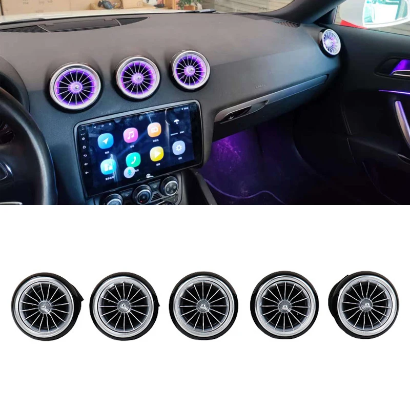 Car Accessories EQS Style 5PCS LED Front Dashboard AC Air Condition Vent Outlet Turbo Interior Trim For Audi TT 2007-2014