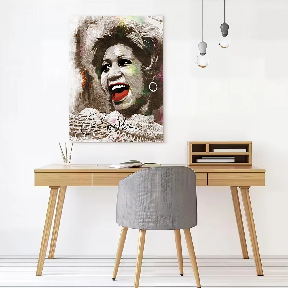 Aretha Franklin Printed Canvas Poster Personalized High Quality Wall Art Paintings for Gamer Decoration Bedroom Bathroom Decor