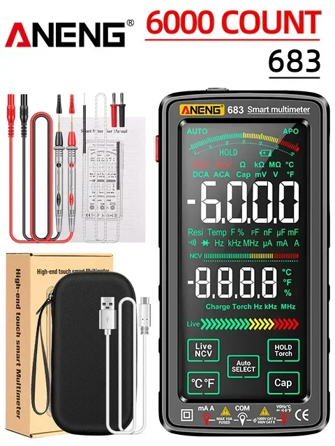 ANENG 683 Smart Multimeter Tester High-End Touch wiederaufladbar 6000 Counts Multimetro Test Multitester AC/DC Spannung Strom Werkzeug