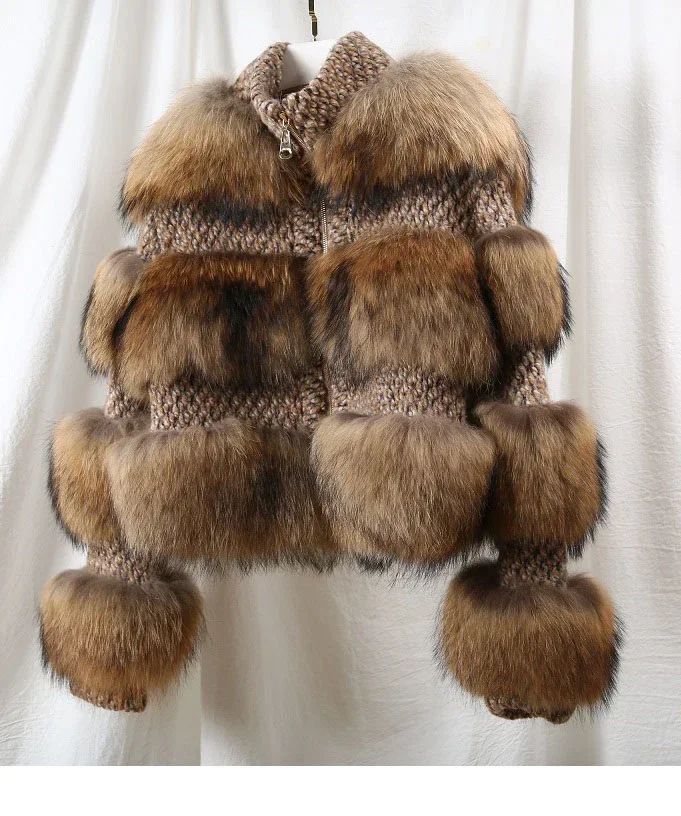 MENINA 2025 เสื้อแจ็คเก็ตสตรีฤดูหนาว Parka ขนสัตว์จริงธรรมชาติ Raccoon ขนสัตว์เสื้อขนสัตว์เสื้อแจ็คเก็ตเกาหลี Streetwear ใหม่ OVERSIZE