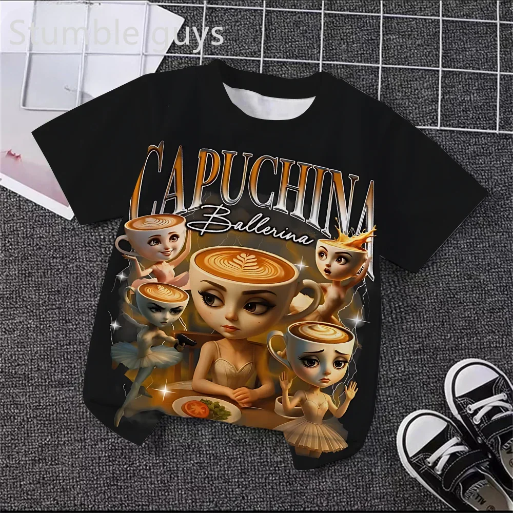 

Kids Cartoon Summer T-Shirt Men Women Print Italian Brainrot Tralalero Tralala Tung Sahur Bombardiro Crocodilo Boys Girls