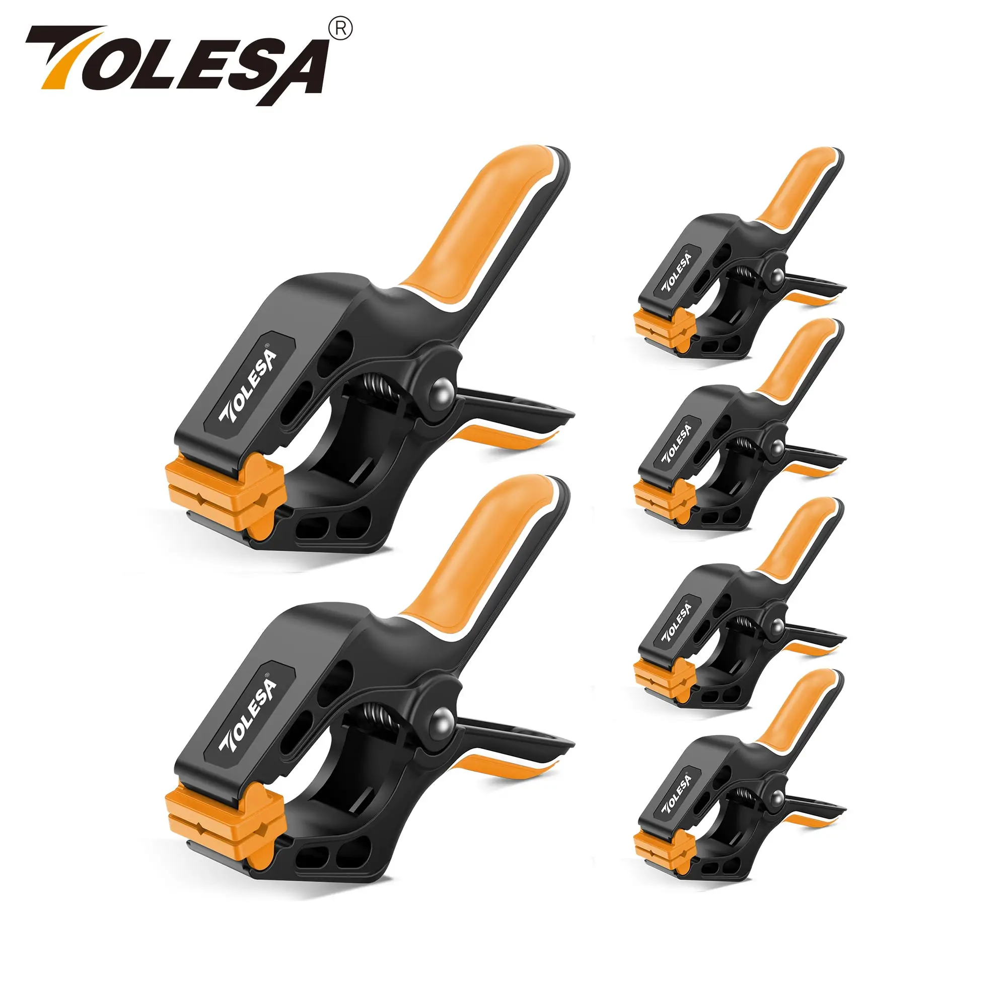 

TOLESA 6PCS Spring Clamps Set for Woodworking Powerful Nylon Clamp 2PCS 7Inch and 4PCS 4Inch for Gluing, Clamping and Securing