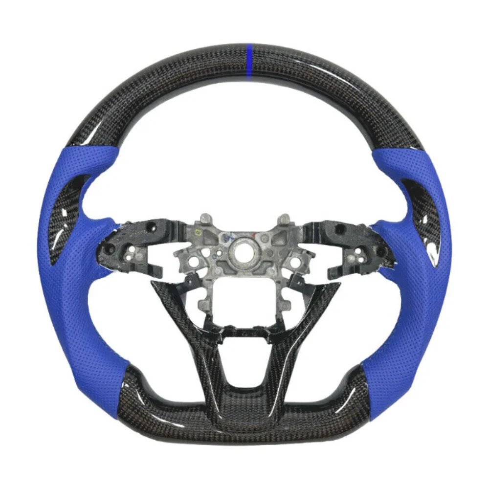 Maßgefertigtes blaues Lederlenkrad aus echtem Carbon für Honda Accord 10. Generation – Detail 2