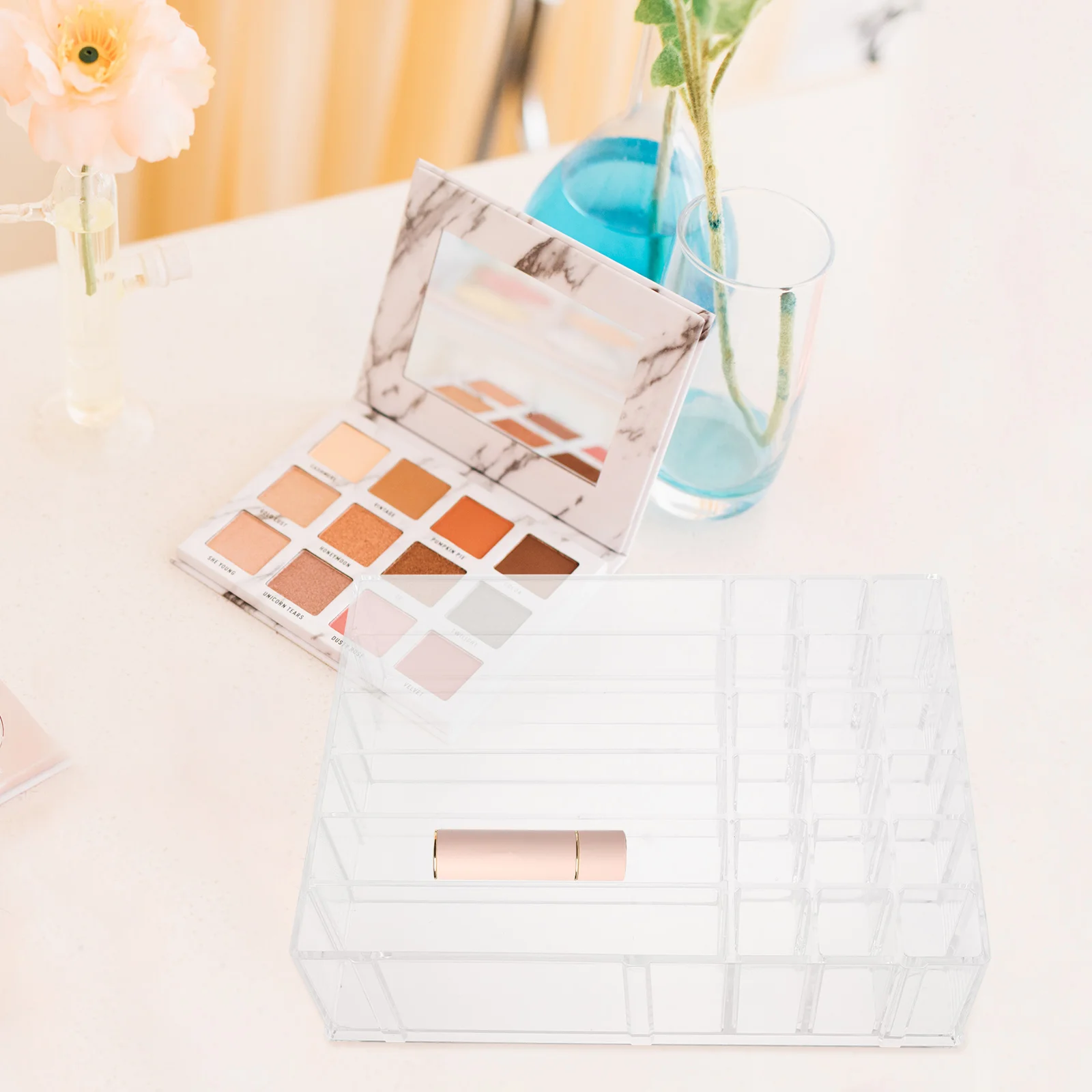 

2pcs Acrylic Makeup Storage Boxes Clear ganizer Trays Detachable Desktop Containers Multi grid Cases Long lasting