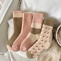 Women's Autumn Winter Socks Mid Tube Socks Cashmere Thick Cashmere Socks Fashion Socks Thick Socks Solid Color Simple Wholesale