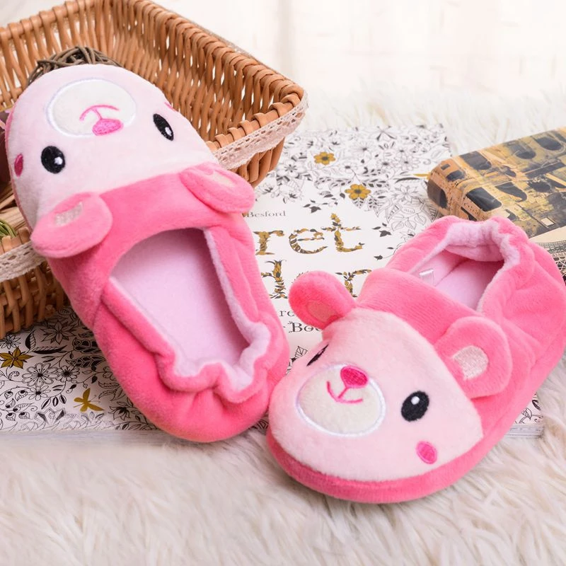 New Fashion Toddler Girls Slippers for Home Indoor Baby Items Loafers Plush Warm Pink Bear Child Little Kid House Footwear Gifts