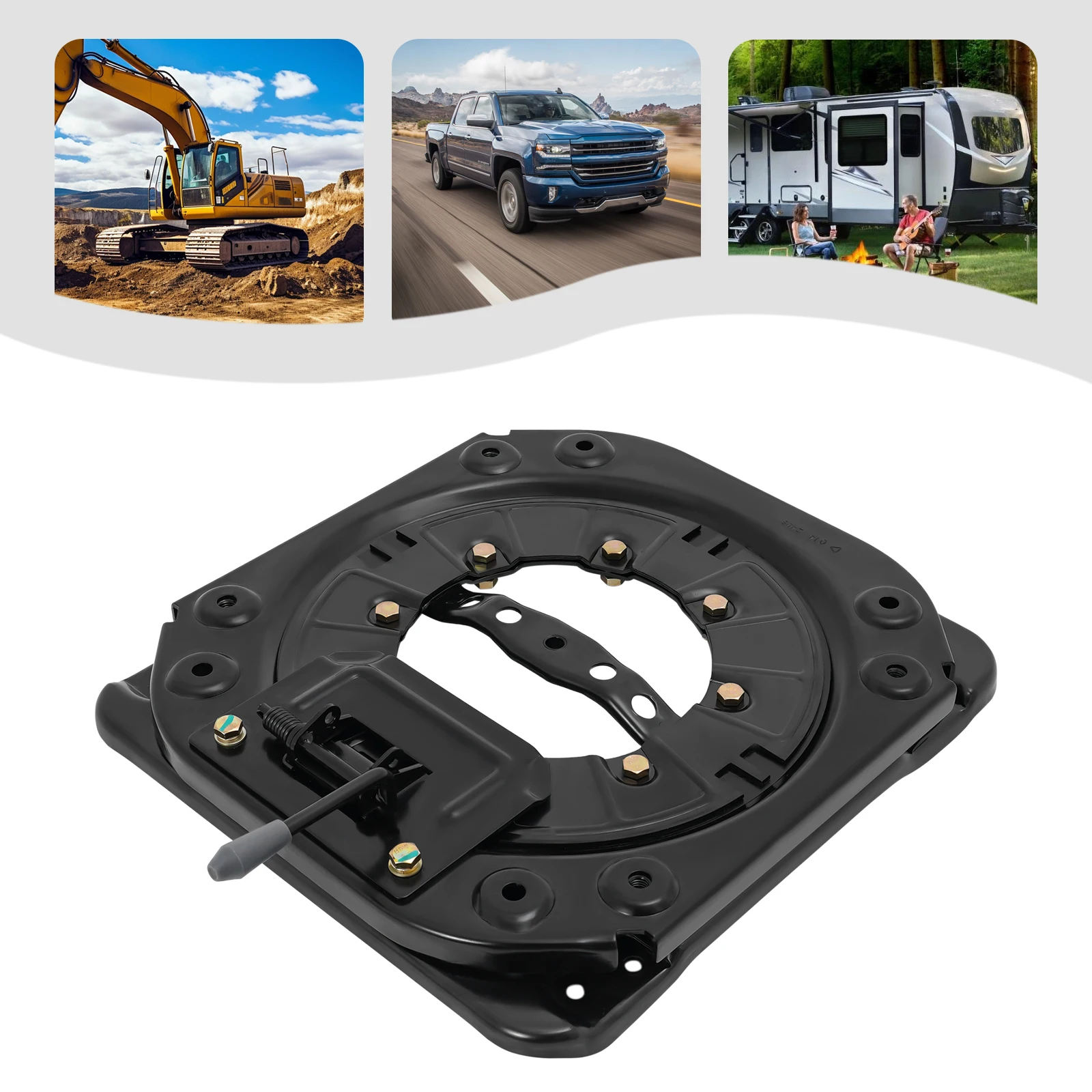Universal Seat Swivel Base with Handle, 360° Rotatable Heavy Duty Steel Plate Caravan Swivel Seat Base Load 130kg for Vans Buses