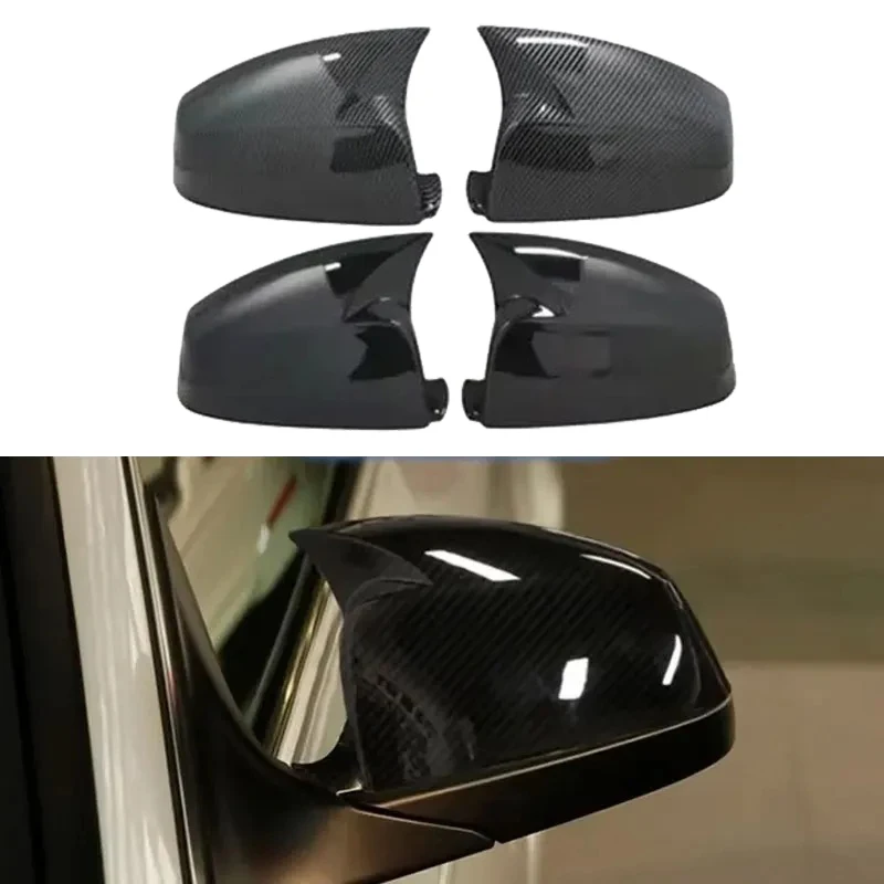 

Carbon Fiber Look Side Mirror Cover Caps for BMW 5-Series E60 E61 LCI 2007-2010 Glossy Black ABS Plastic Car Exterior Accessory