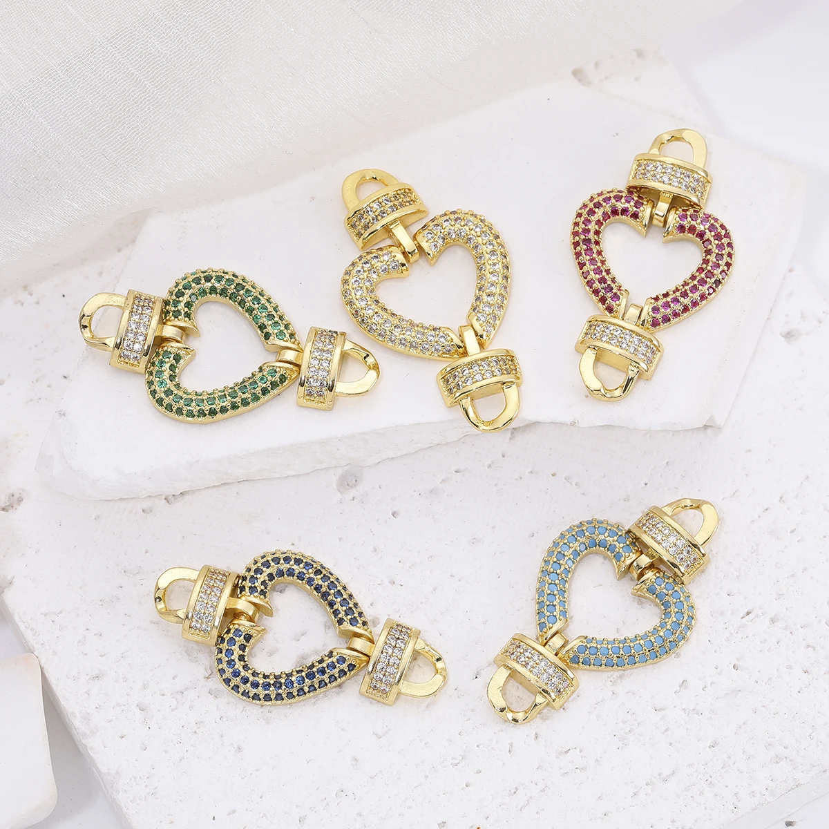 Fasteners Connectors Clasps for Jewelry Making Cubic Zirconia Luxury Locks for Bracelets Copper Gold Plated Bangle Supplies