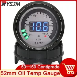 52mm Oil Temperature Gauge Voltmeter 2in1 20 LED 50~150 Centigrade Temperature Car Meter Black 12V Oil Temp Gauge customized