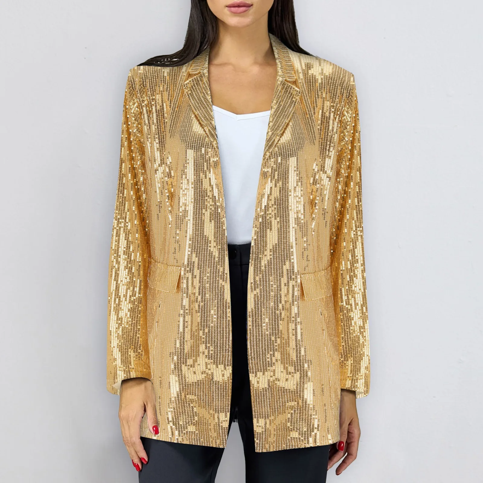 New Sequin Blazer Coat Women Fashion Gold Sliver Green Carnival Party Jacket Woman Popular Glitter Singer Dancer Club Wear