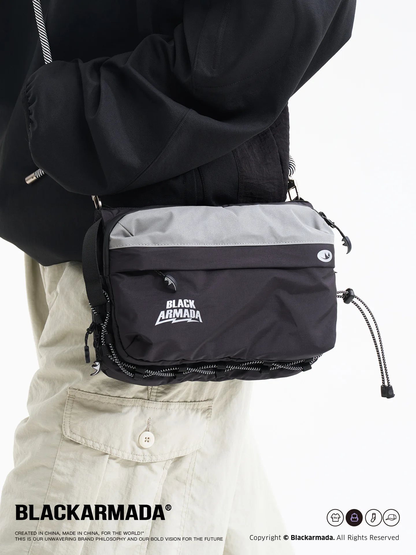 BLACKARMADA 5L Lightweight Waist Bag Waterproof Multi-Use Water Bottle Pouch for Travel Commute Hiking with Reflective Strap