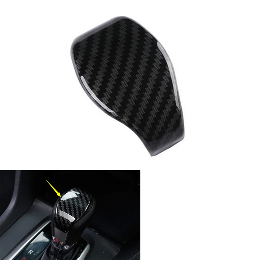 

YAQUICKA Car Interior A/T Gear Shift Knob Head Cover Trim Styling Sticker For Honda Civic 2016 2017 ABS Carbon Fiber Style