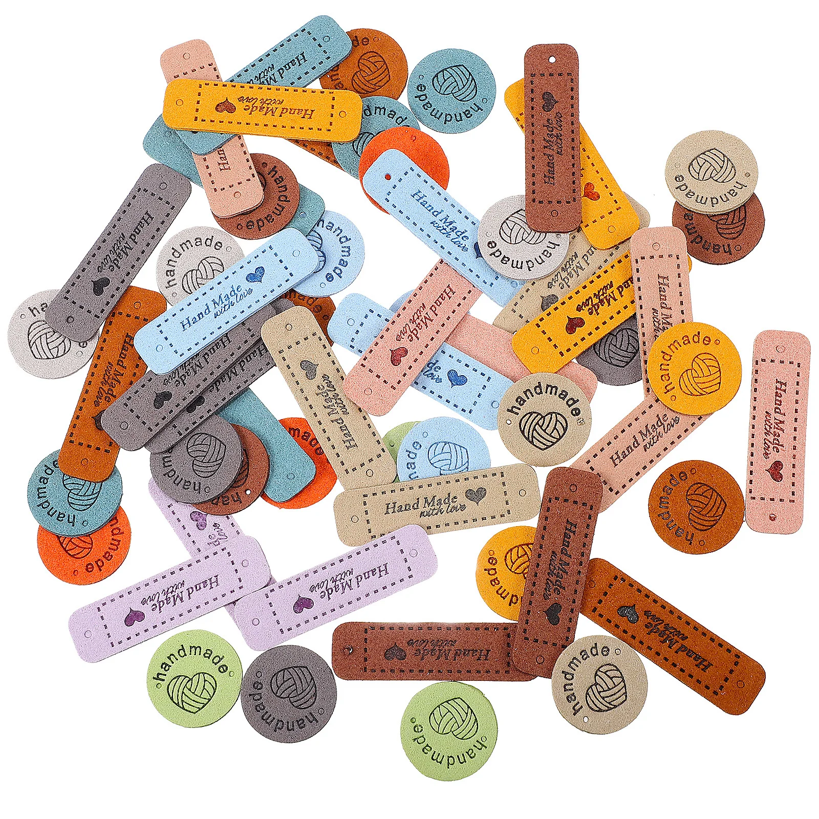 

60pcs Handmade Clothing Labels Multi-Color Embossed Sewing Tags For Crochet Knitting Hats Jeans Fabric Labels Craft Supplies