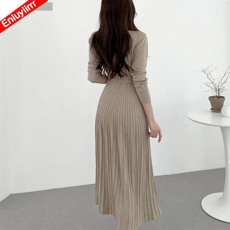 2023 Winter Lente Hot Sales Franse Bloem Ruches Lange Knop Riem Shirt Jurken Vrouwen Vintage Retro Een Lijn Vrouwelijke Vestidos