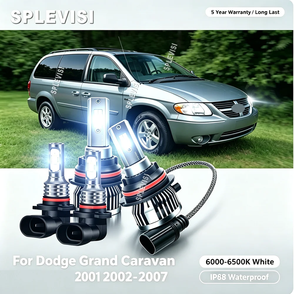 LED Headlight Fog Lamp Improving Night Driving Vison Perfect Upgrade For Dodge Grand Caravan 2001 2002 2003 2004 2005 2006 2007