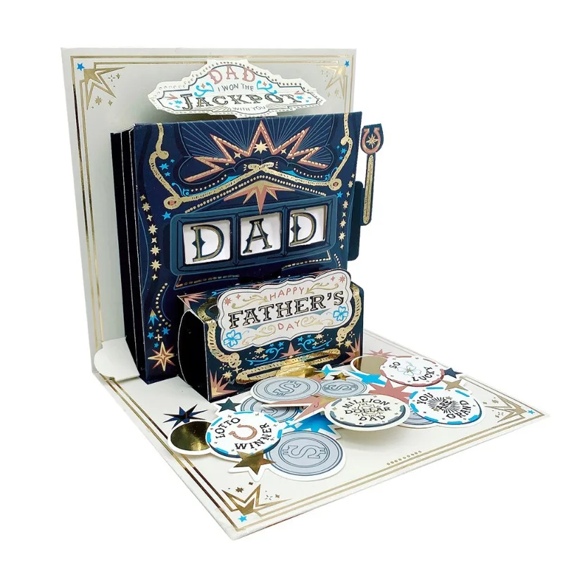 Handmade 3D Greeting Card for Father's Day - Stripe Design Thank You Dad Memorial Card Perfect Father's Day Gift