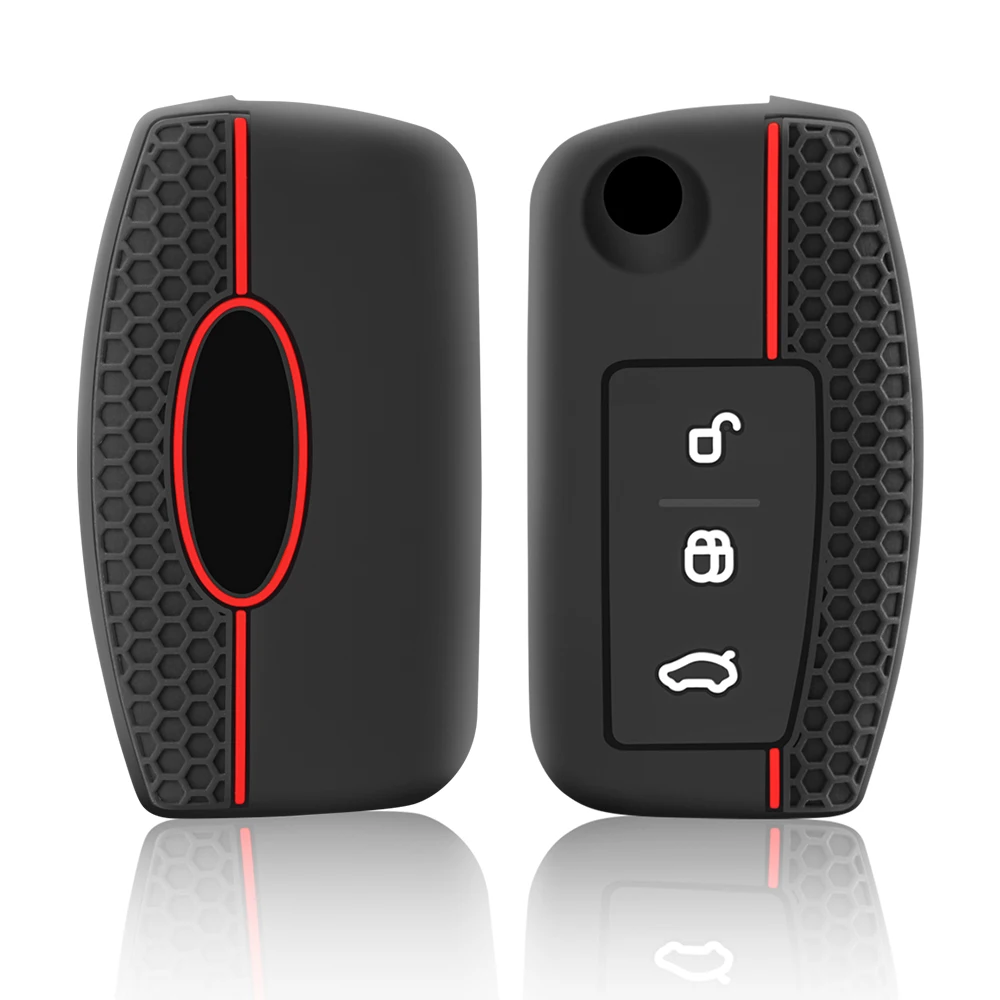 Silicone Car Key Cases Cover Fob for Ford Fiesta Focus 2 C-Max Ecosport S-Max Fusion Mondeo Remote Control Case Keychain