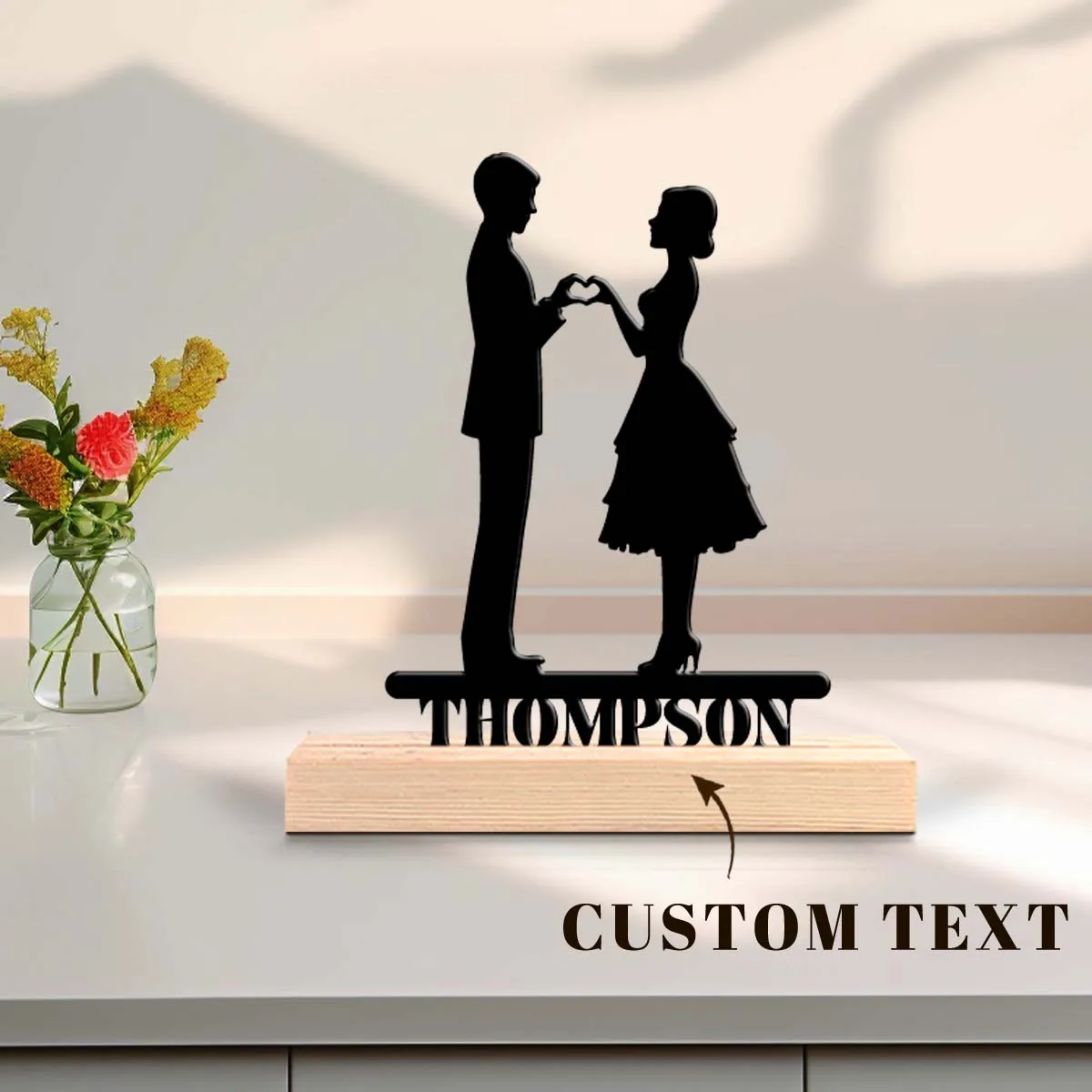 1pc Personalized Iron Desktop Ornament Customizable Name Equipped with A Wooden Base Perfect for Home or Office Decoration