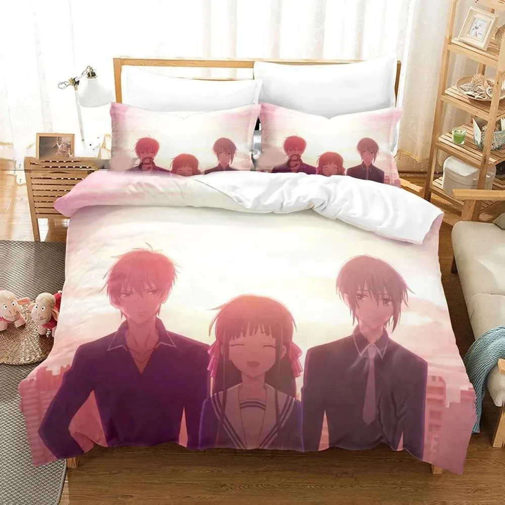 

Anime Fruits Basket Bedding Set Boys Girls Twin Queen Size Duvet Cover Pillowcase Bed Boys Adult Fashion Home Textileextile