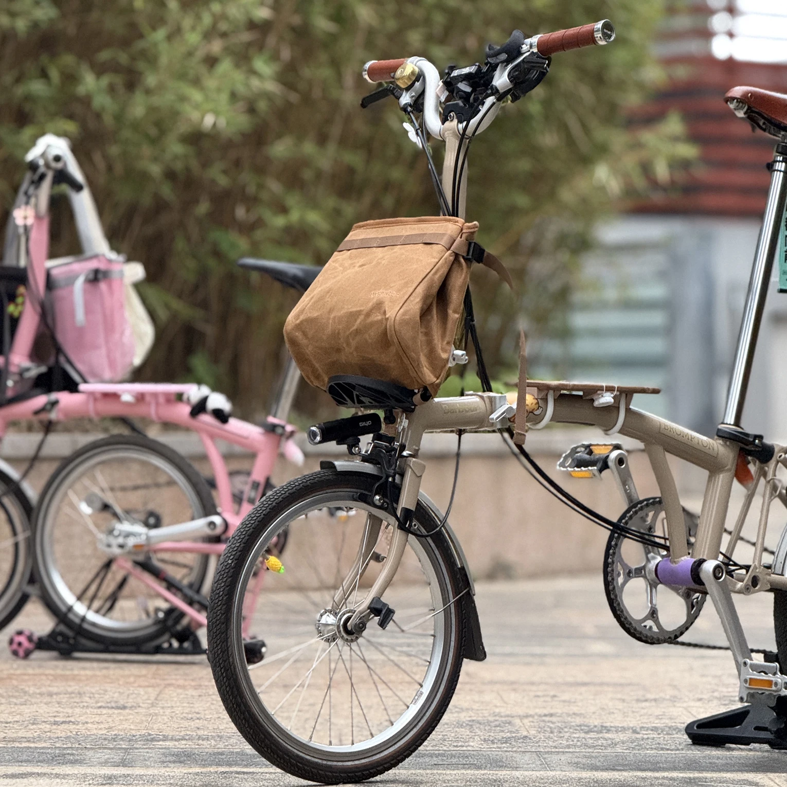 DC 왁스 천 방수 접이식 자전거 앞바구니 9L 야채 보관 바구니 브롬톤 퀵릴리즈 가방용