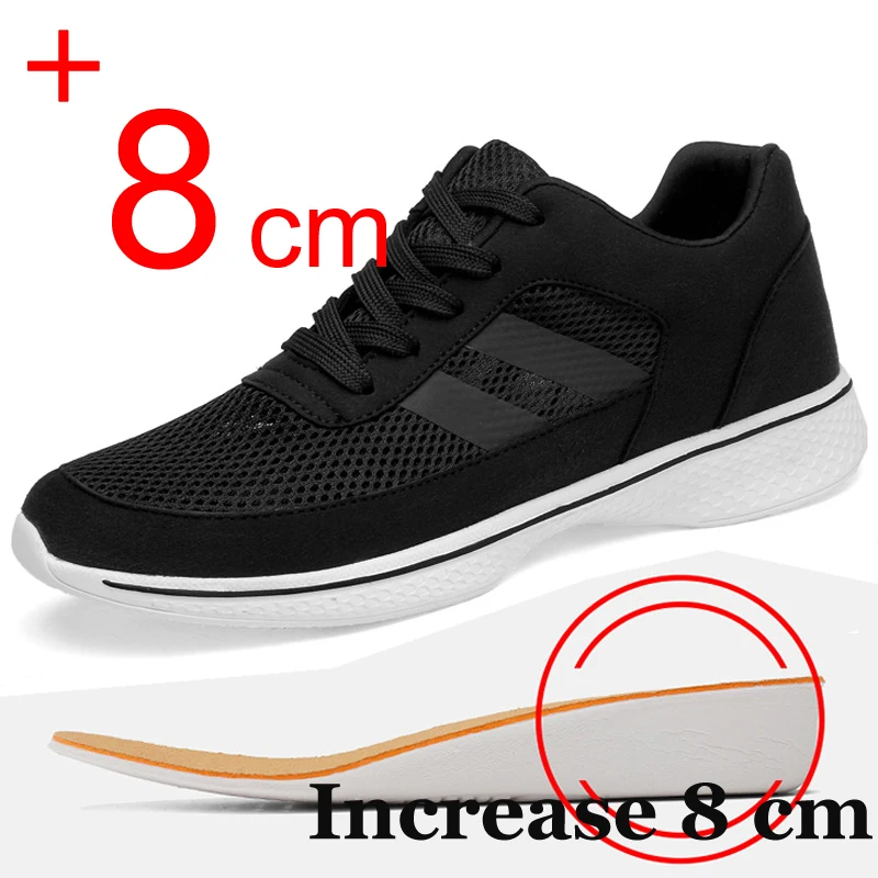 

Men Sneakers Mesh Breathable 8cm 6cm Optional Heightening Shoes For Man Black Elevator Shoes Outdoor Casual Tenis Running Shoes