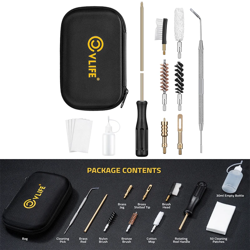 

CVLIFE 9mm Gun Cleaning Kit for 9mm/.380/.357Cal Pistol Handgun Cleaning Tool - Bronze Bore Brush in Organizer Case