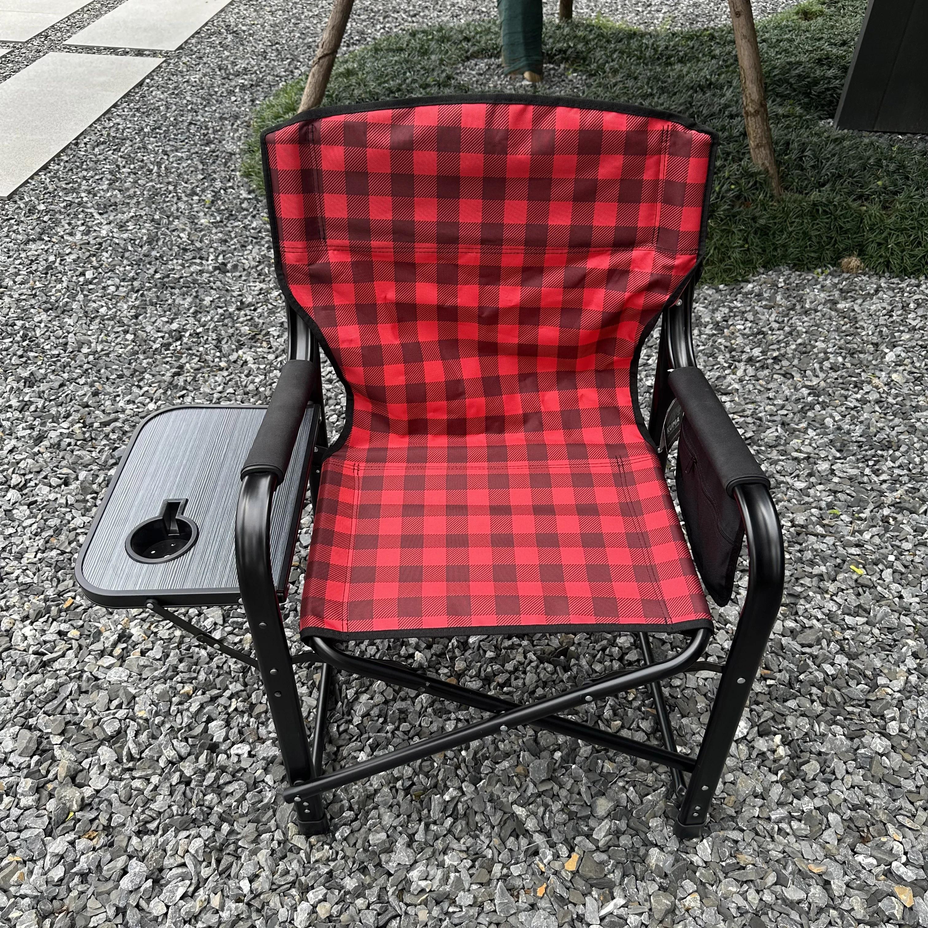 

Sunshine Outdoor Relax Steel Portable Lawn Chair Director Chair Folding Camping Chair With Side Table