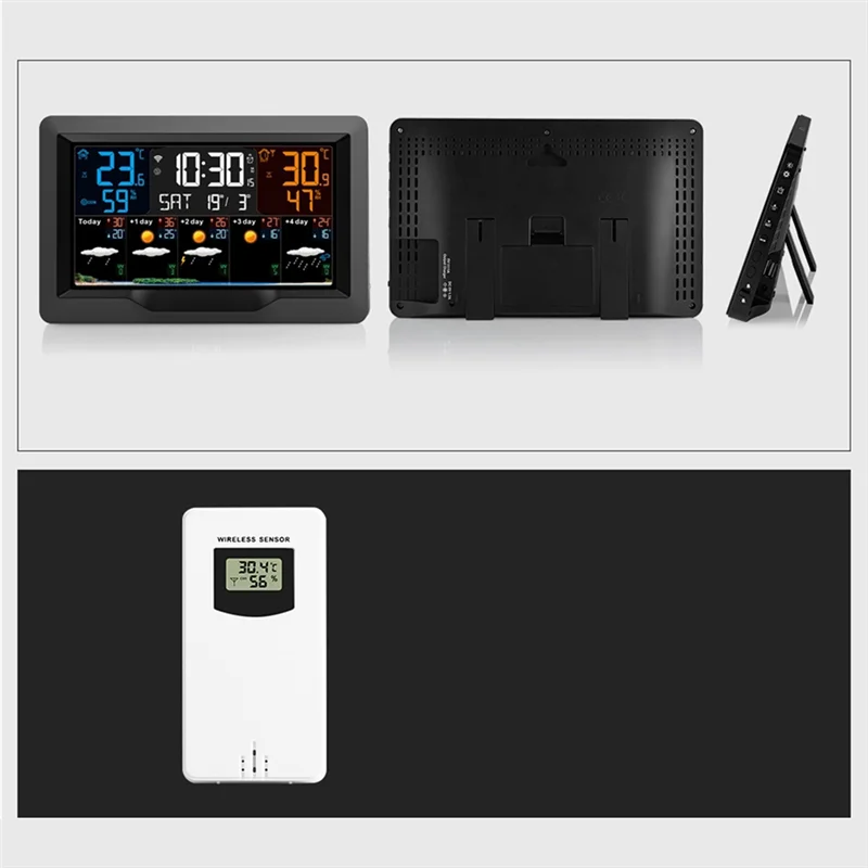 -A25M Tuya WIFI Smart Weather Station Temperature Humidity Meter Weather Forecast Indoor Outdoor Weather Alarm Clock EU Plug