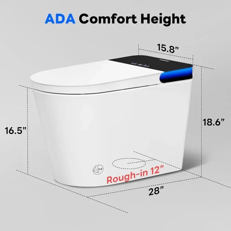 Best-selling Built-in Bidet Smart Toilet-Auto Open/Close Foot Sensor Artistic Lighting Heated Seat Floor Mounted Remote Control