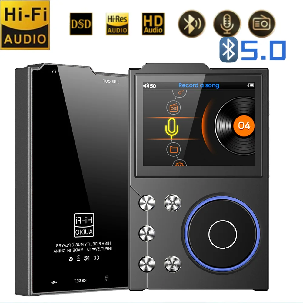 HiFi MP3 Player Lossless DSD Digital Audio Music Player Bluetooth 5.0 Portable Audio Player Built in 16GB Support Up To 256GB