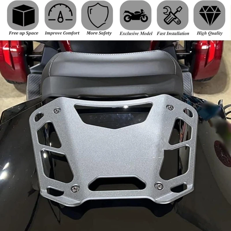Motorbike Rear Storage Rack 200kg Load Capacity Against Oxidation Metal Frame Easy Assembly Plan H9EE