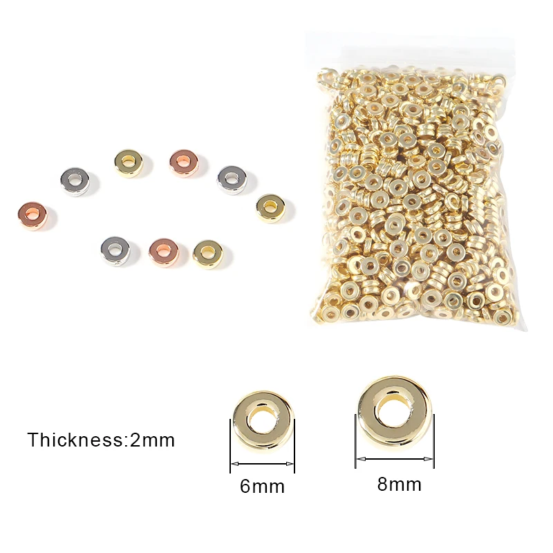 100pcs 6/8mm CCB Spacer Beads Wheel Beads Flat Round Loose Beads For Jewelry Making DIY Necklace Bracelet Accessories Supplies