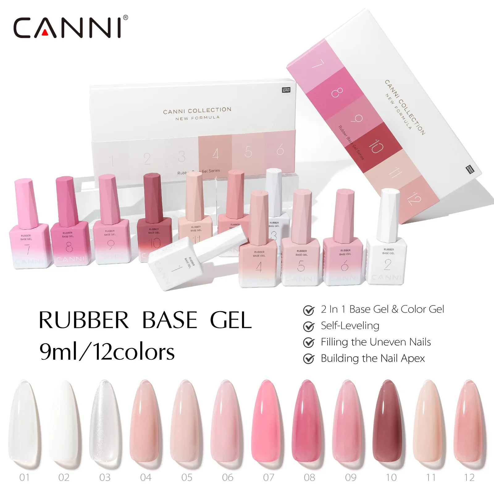 

6pcs/kit CANNI Gel Nail Polish HEMA FREE Rubber Base Gel UV Construction Gel Nail Semi Transparent Jelly Pink Collection Gel Kit