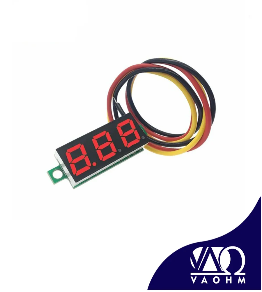 0.28 Inch 3-Wire Adjustable Voltmeter DC 0V-100V Blue Green Red Yellow Digital LED Display