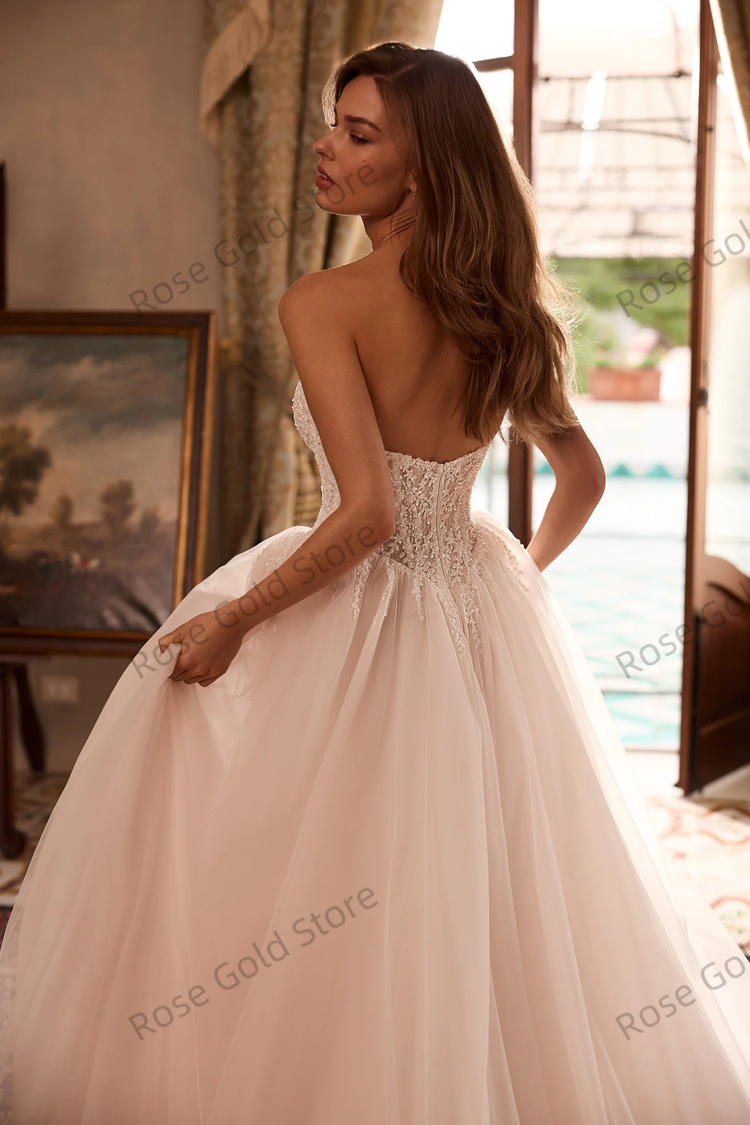 Vestidos de novia blancos simples para mujer, vestidos de novia formales de encaje con forma de corazón, batas de tul de playa personalizadas de Soriee